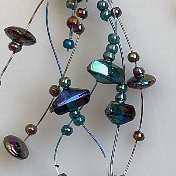 SULLIVANS IRIDESCENT BEADED GARLAND TURQIOUS AND PURPLE ORNAMENTS - Picture 3 of 16